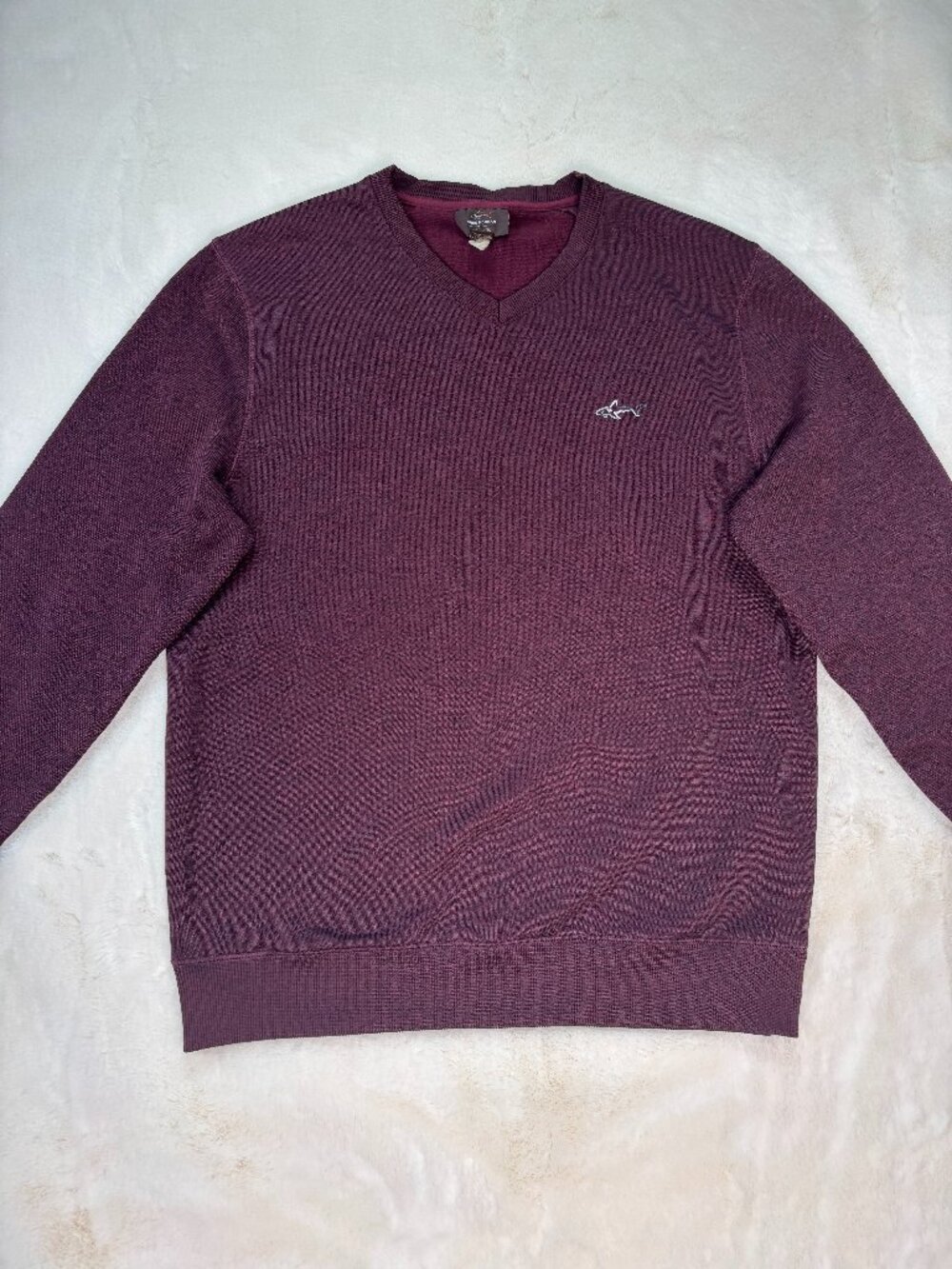 Greg Norman for Tasso Ella Men's Heathered Burgundy/Maroon V-Neck Pullover